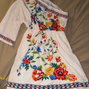 Floral Embroidered White Dress